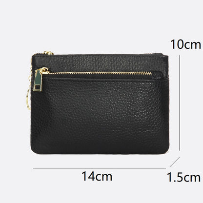 Women's genuine cowhide leather pouch Double zip design