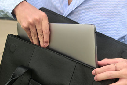 Unisex genuine cowhide leather travel briefcase Flap design