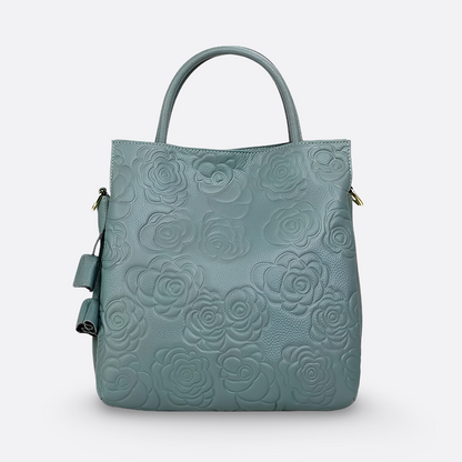 Women's genuine cowhide leather handbag Kriz design in floral print