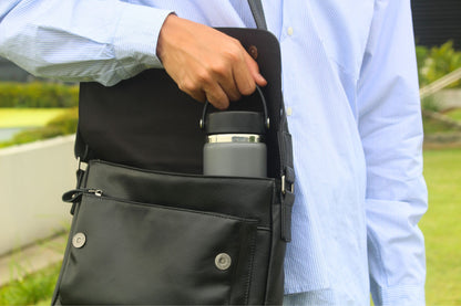 Unisex genuine cowhide leather satchel messenger sling bag handbag