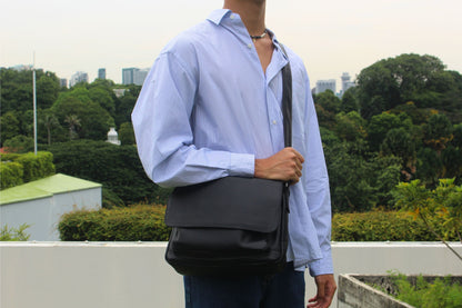 Unisex genuine cowhide leather satchel messenger sling bag handbag