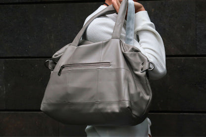 Unisex Men's and Women's genuine cowhide leather handbag Ellipse duffel design