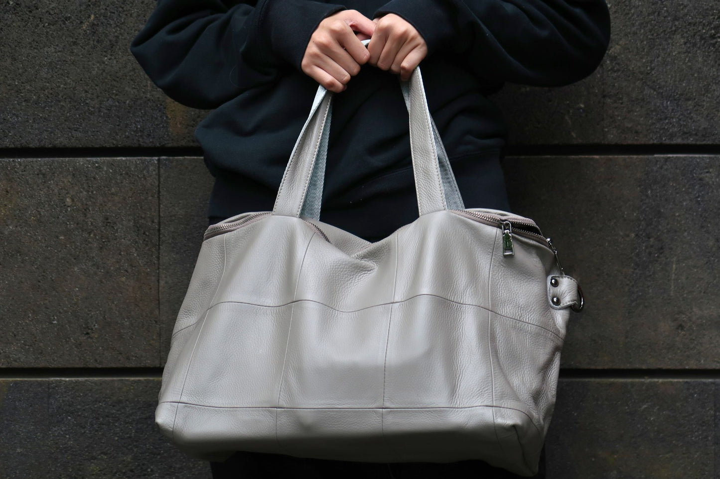 Unisex Men's and Women's genuine cowhide leather handbag Ellipse duffel design
