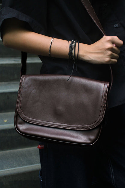 Unisex genuine cowhide leather satchel messenger sling bag handbag V3