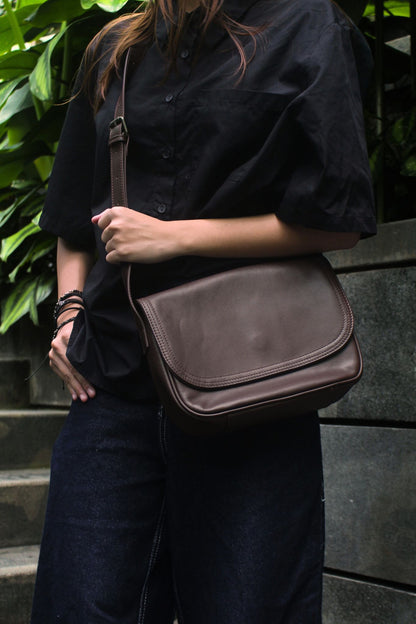 Unisex genuine cowhide leather satchel messenger sling bag handbag V3