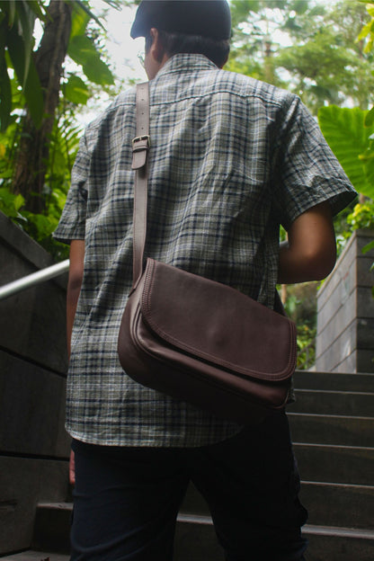 Unisex genuine cowhide leather satchel messenger sling bag handbag V3