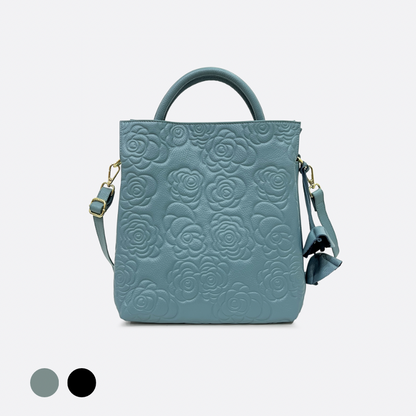 Women's genuine cowhide leather handbag Kriz design in floral print