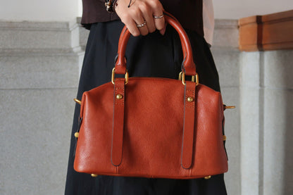 Women's genuine cowhide leather handbag Box design