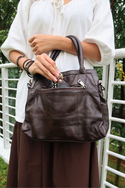 Women's genuine cowhide leather handbag Ingrid V2 design