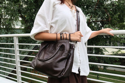 Women's genuine cowhide leather handbag Ingrid V2 design