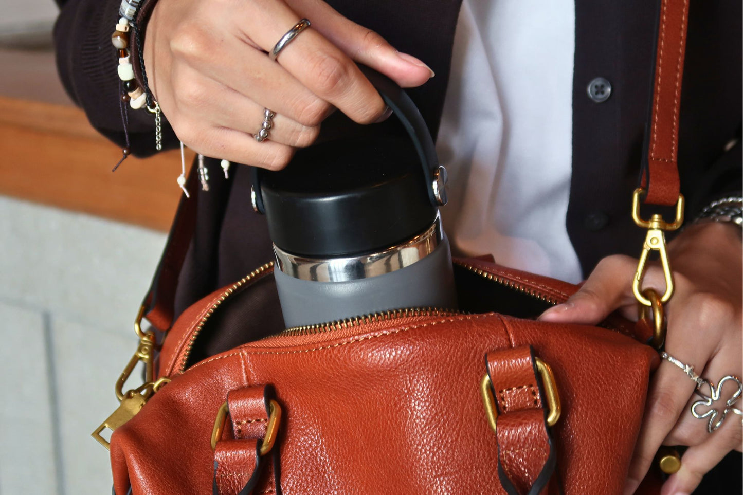 Women's genuine cowhide leather handbag Box design