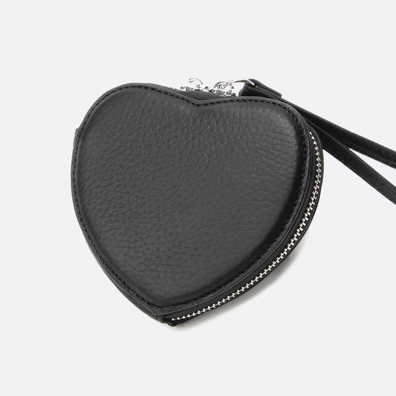 Women's genuine cowhide leather heart design bag charm