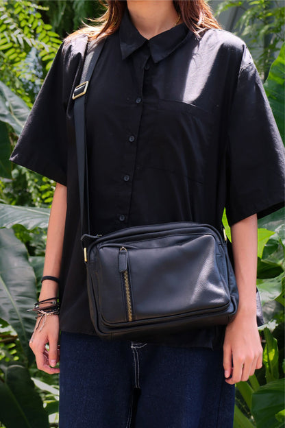 Davel V4 design unisex genuine cowhide leather sling bag