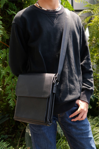 Flap design V2 genuine cowhide leather sling bag