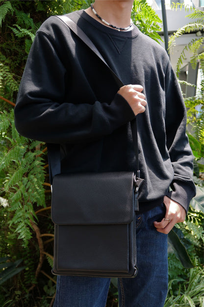 Flap design V2 genuine cowhide leather sling bag