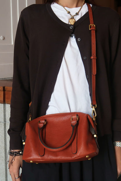 Women's genuine cowhide leather handbag Box design