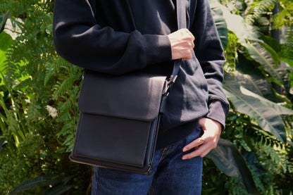 Flap design V2 genuine cowhide leather sling bag