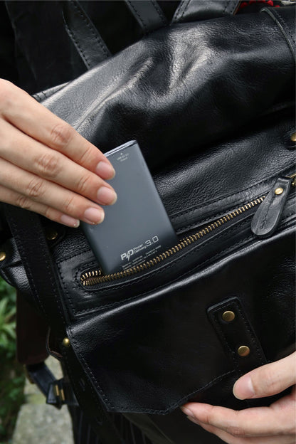 Unisex cowhide leather Torba design Roll top backpack