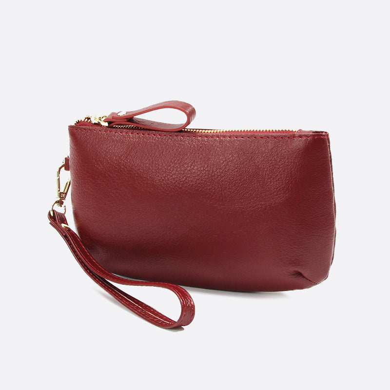 Women's genuine cowhide leather pouch Edgar design with wristlet