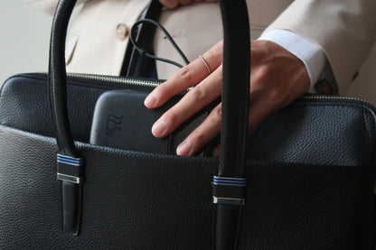 Unisex genuine cowhide leather slim briefcase laptop bag with sling Marcel design