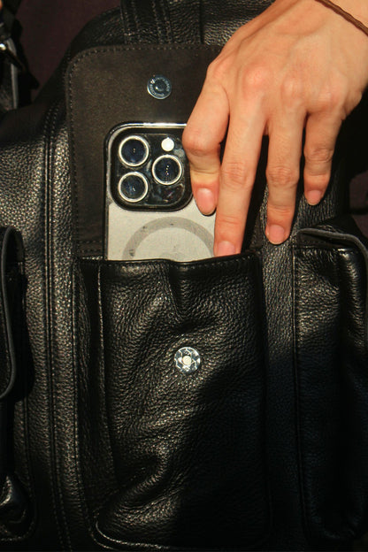 Unisex Genuine cowhide leather handbag Poches tote design