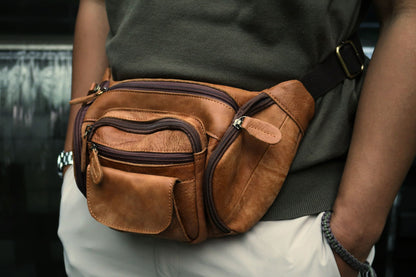 Unisex cowhide leather handbag Vesny pouch design waist bag