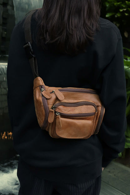 Unisex cowhide leather handbag Vesny pouch design waist bag