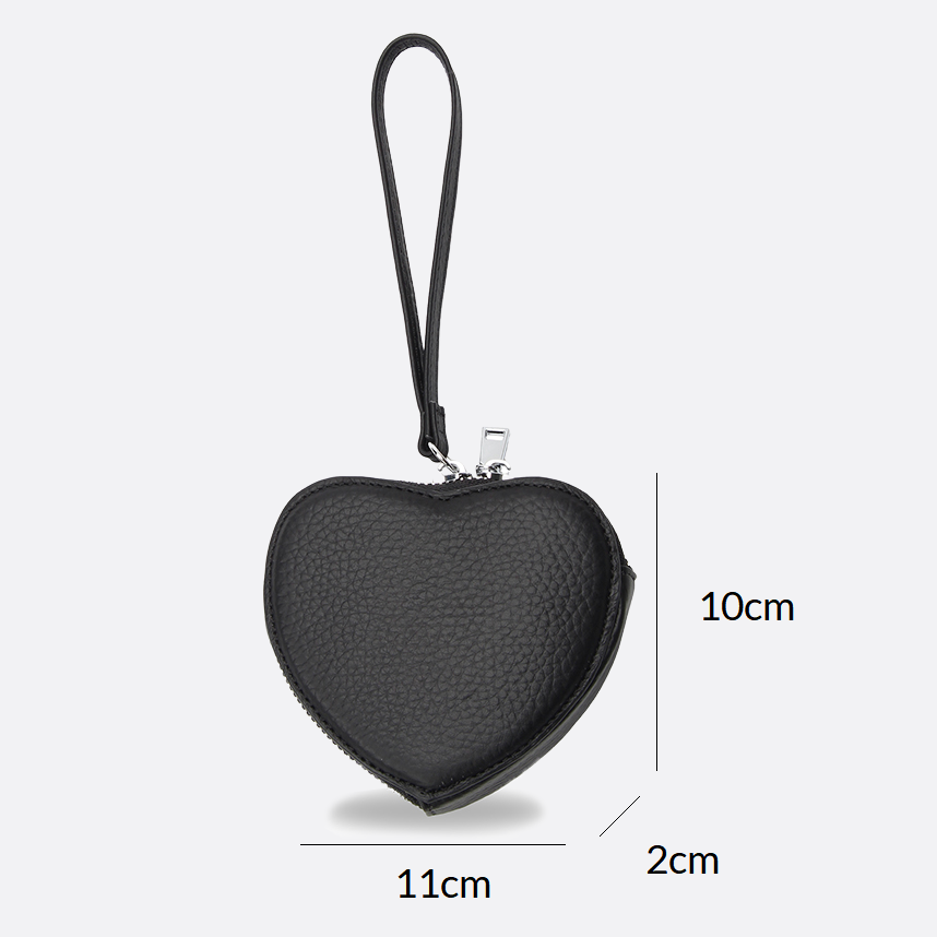 Women's genuine cowhide leather heart design bag charm