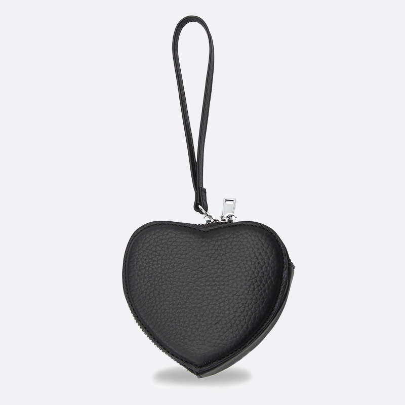 Women's genuine cowhide leather heart design bag charm