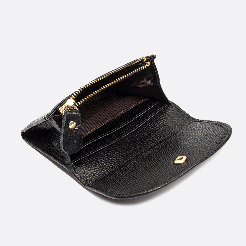 Women's genuine cowhide leather pouch / short wallet card holder Envelope design V2