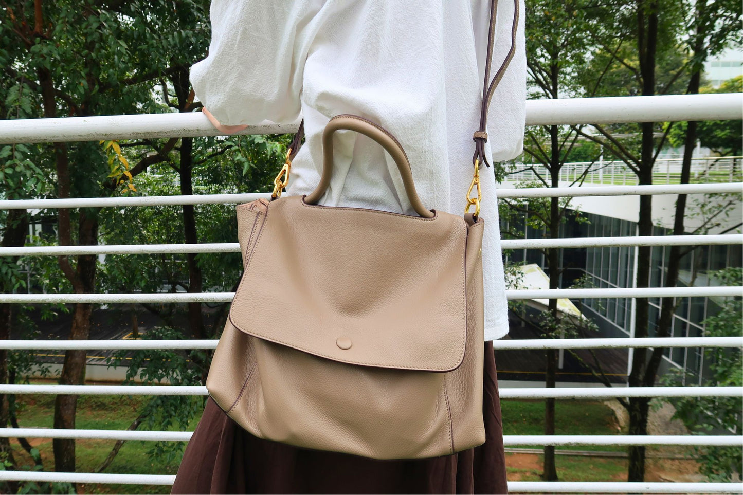 Women's genuine cowhide leather handbag Ingrid design