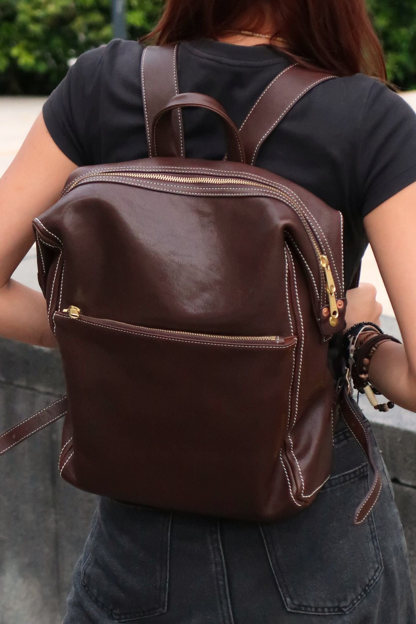 Women's genuine cowhide leather backpack Reza V2 design