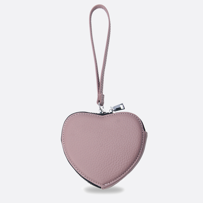 Women's genuine cowhide leather heart design bag charm