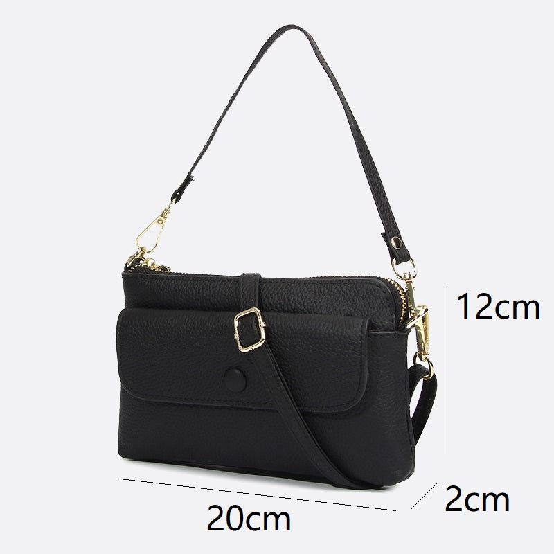 Women's cowhide leather clutch bag Button design