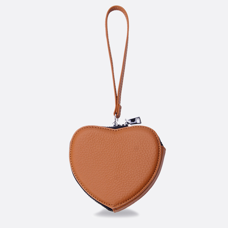 Women's genuine cowhide leather heart design bag charm