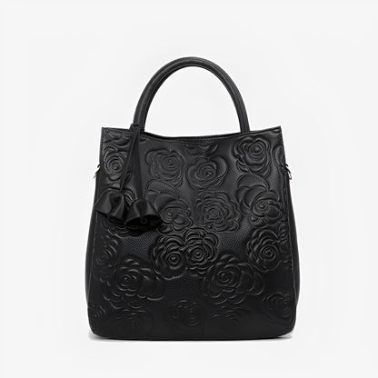 Women's genuine cowhide leather handbag Kriz design in floral print