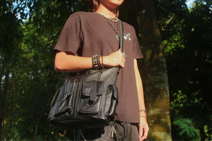 Unisex Genuine cowhide leather handbag Poches tote design