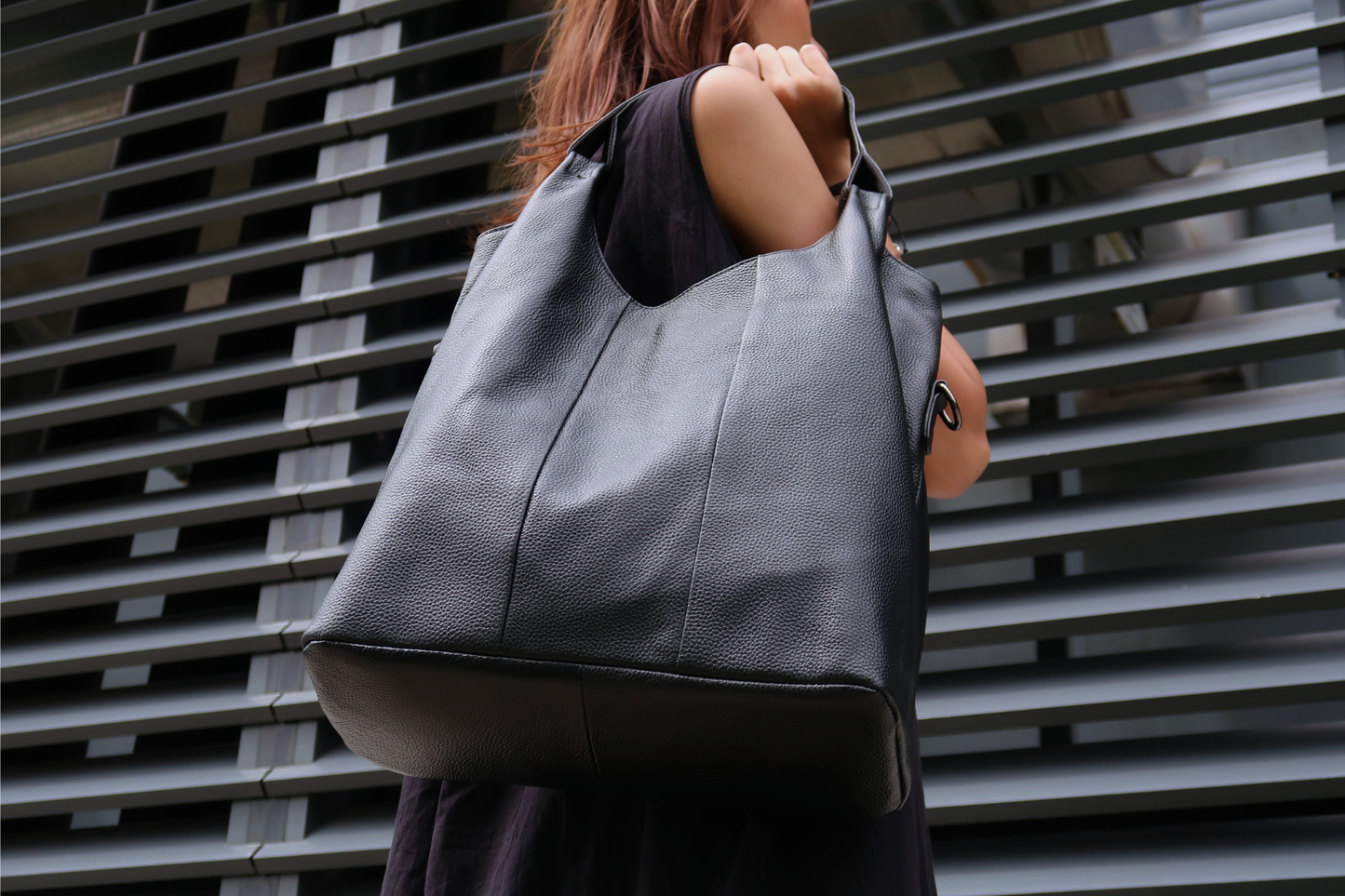 Women's genuine cowhide leather hobo handbag Dilla two handle design