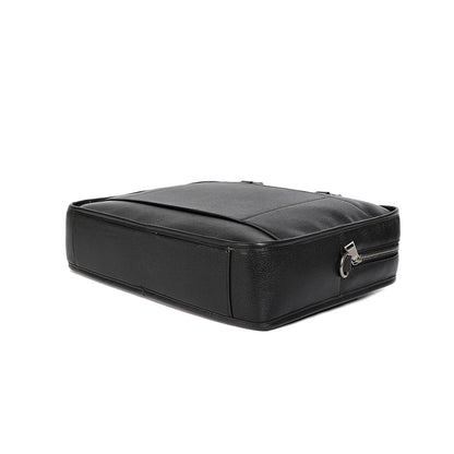 Unisex genuine cowhide leather travel briefcase zip design