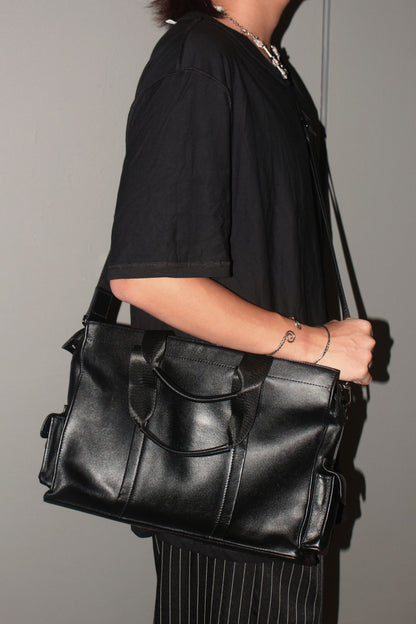Unisex genuine cowhide leather Potter design briefcase with sling