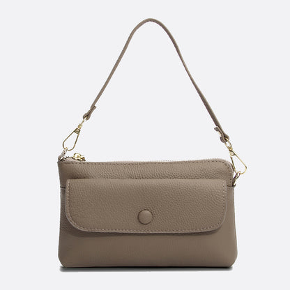 Women's cowhide leather clutch bag Button design