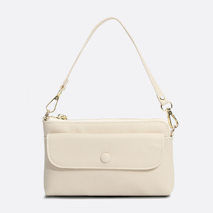 Women's cowhide leather clutch bag Button design