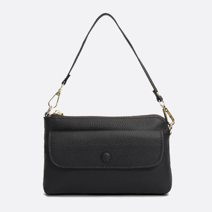 Women's cowhide leather clutch bag Button design