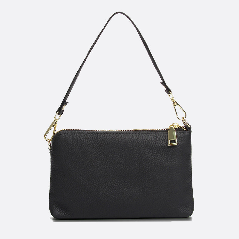 Women's cowhide leather clutch bag Button design