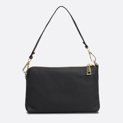 Women's cowhide leather clutch bag Button design