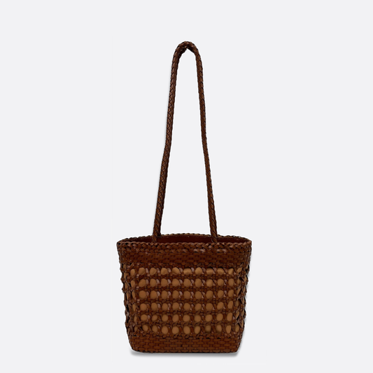 Women's genuine cowhide leather handbag handwoven Basket design