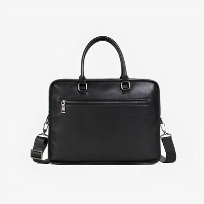 Unisex genuine cowhide leather travel briefcase zip design