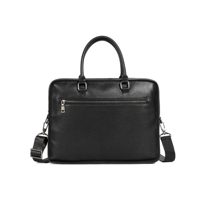 Unisex genuine cowhide leather travel briefcase zip design
