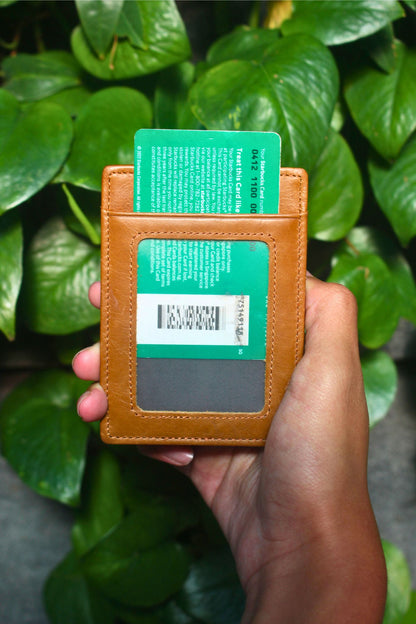 Women's and Men's unisex cowhide leather vertical flap wallet with additional card slot insert