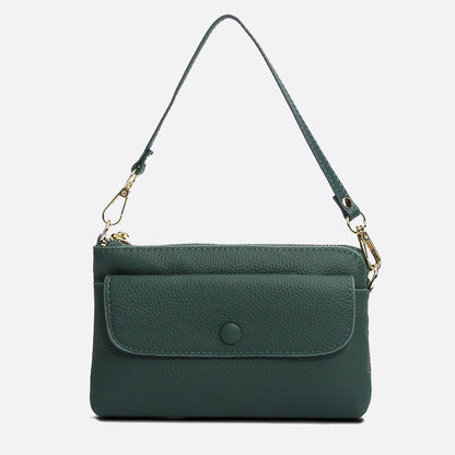 Women's cowhide leather clutch bag Button design